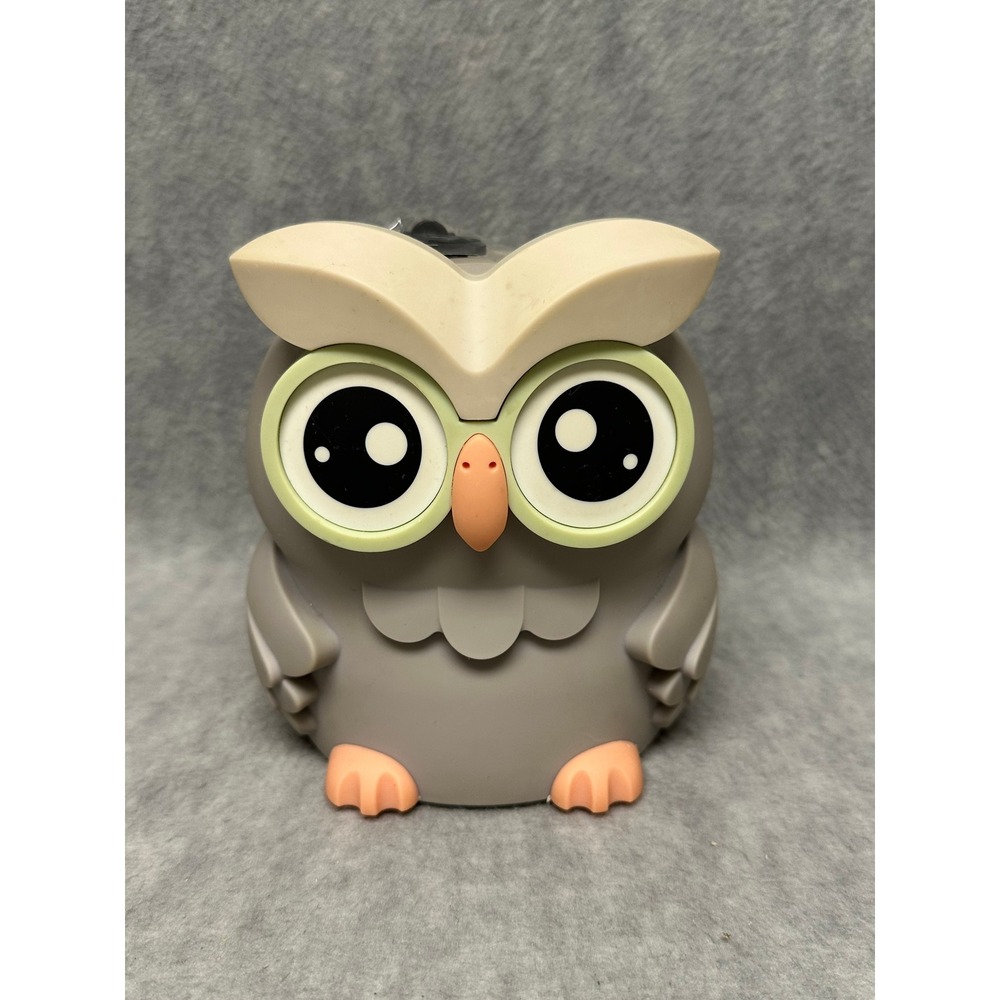 Owl Digital Coin Bank Grey Cute Wide Eyed Animal Money Box Decor W/Key